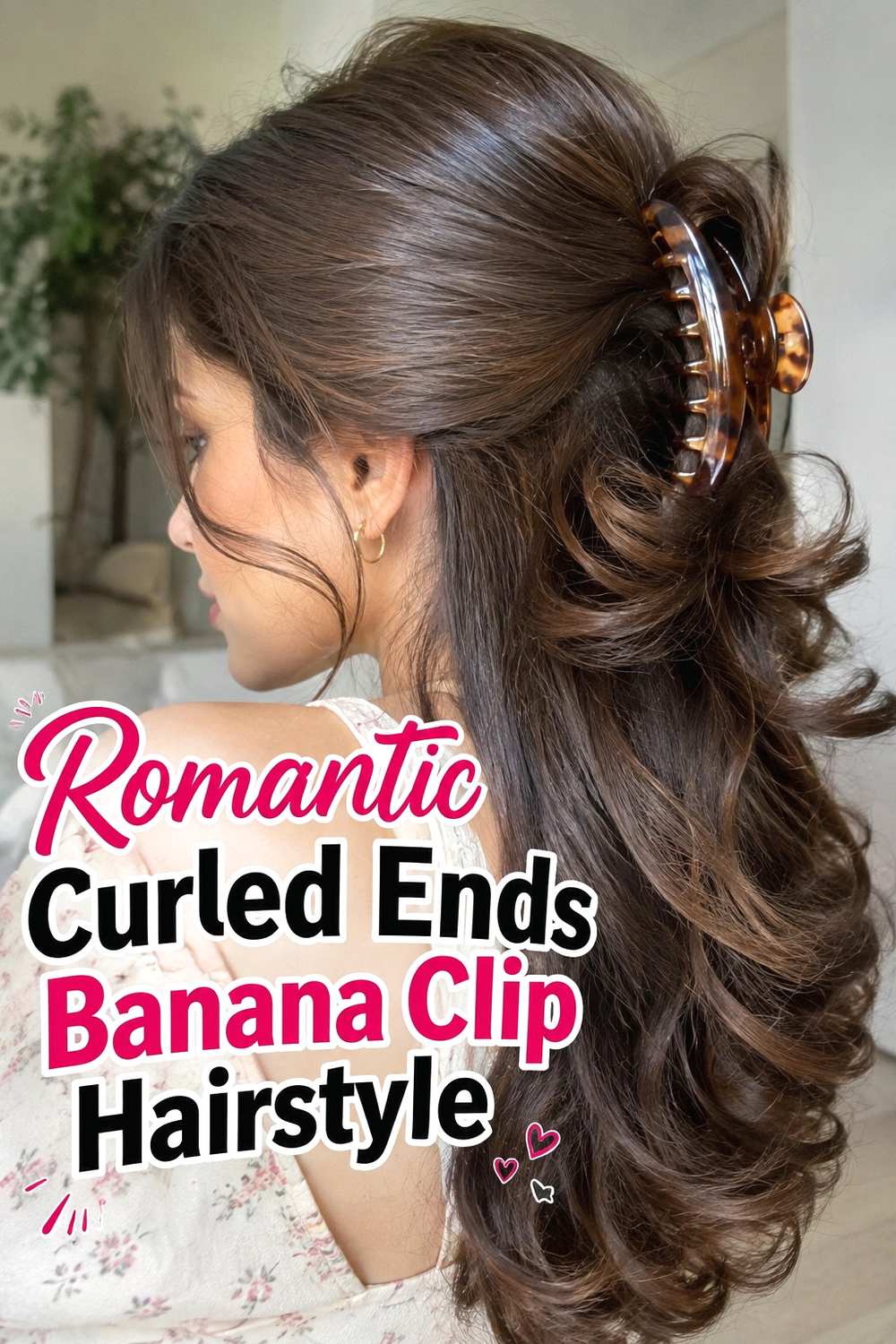 17. Romantic Curled Ends Banana Clip Hairstyle