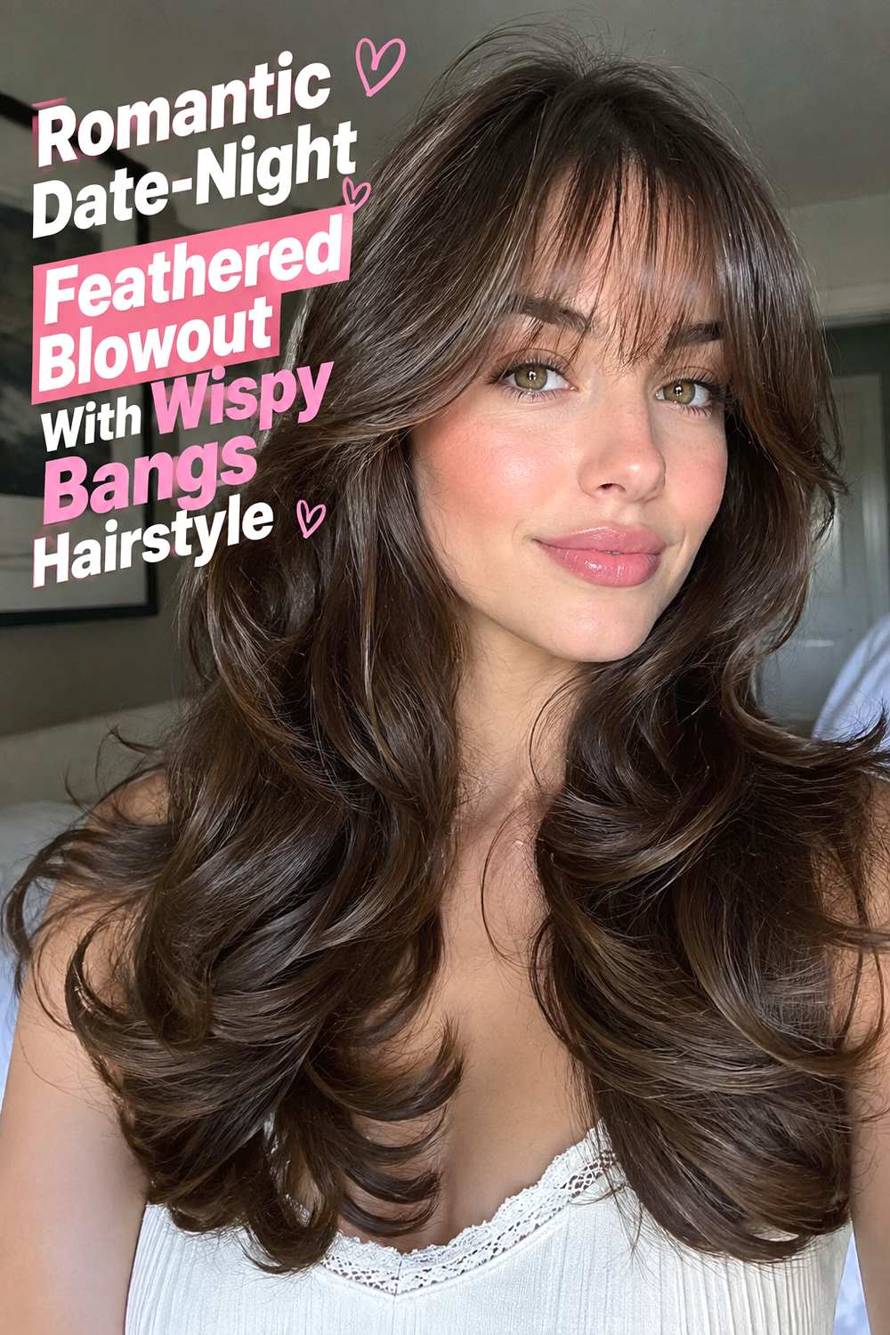 Romantic Date-Night Feathered Blowout With Wispy Bangs Hairstyle