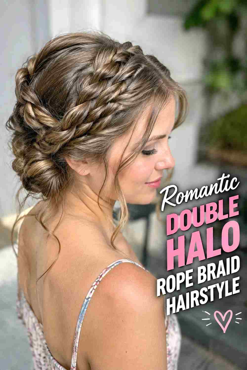 15. Romantic Double Halo Rope Braid Hairstyle