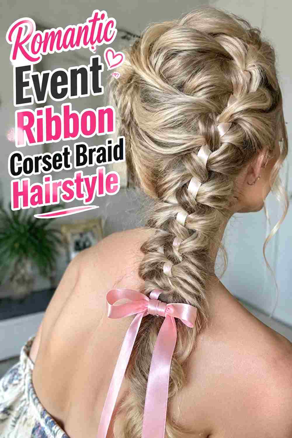 18. Romantic Event Ribbon Corset Braid Hairstyle