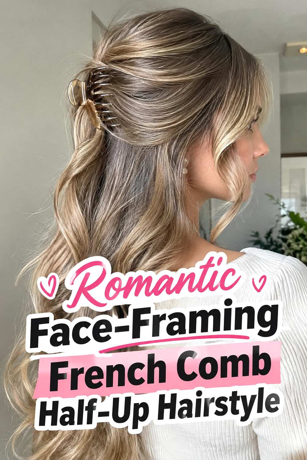 12. Romantic Face Framing French Comb Half Up Hairstyle