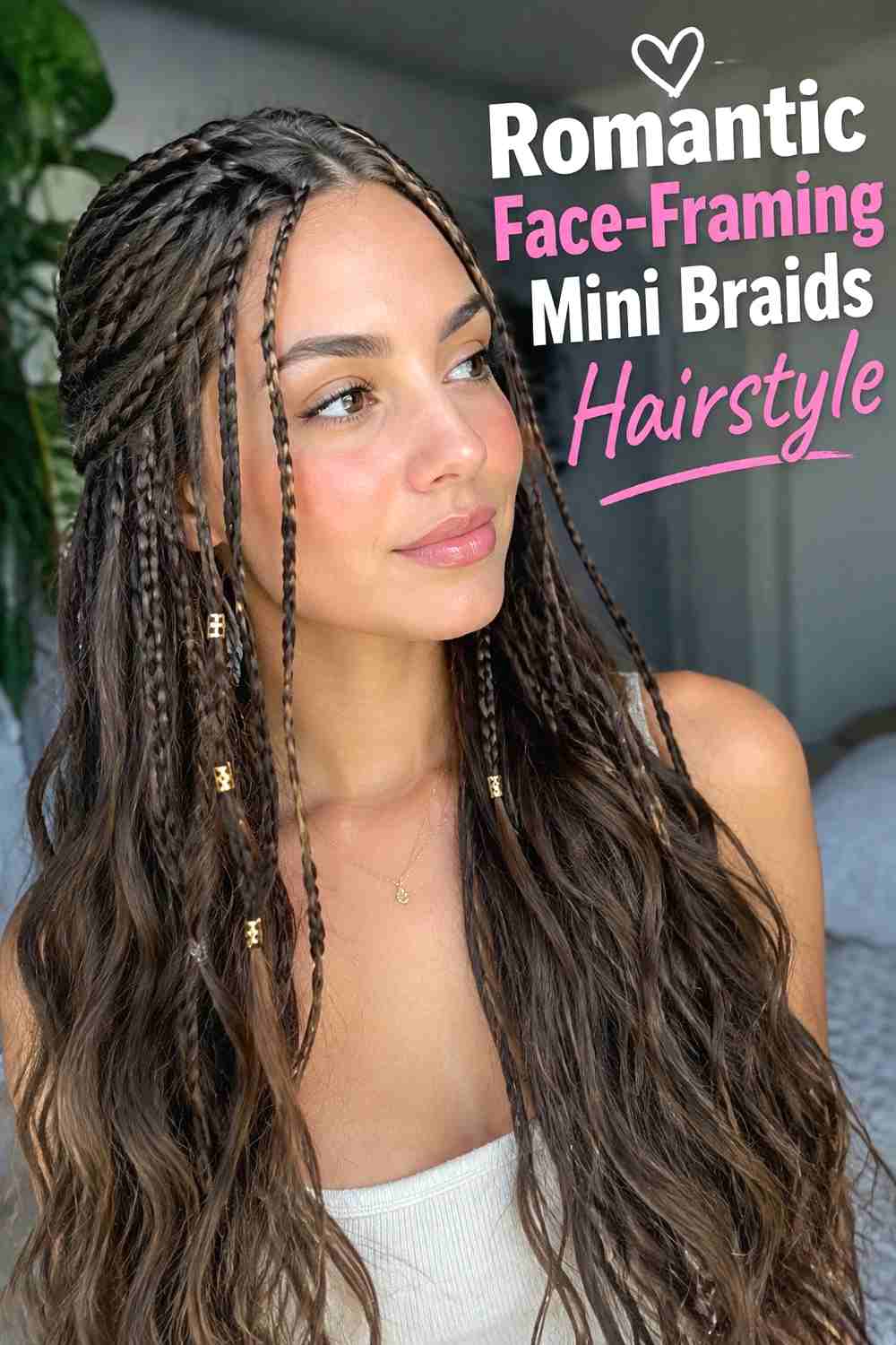 17. Romantic Face Framing Mini Braids Hairstyle