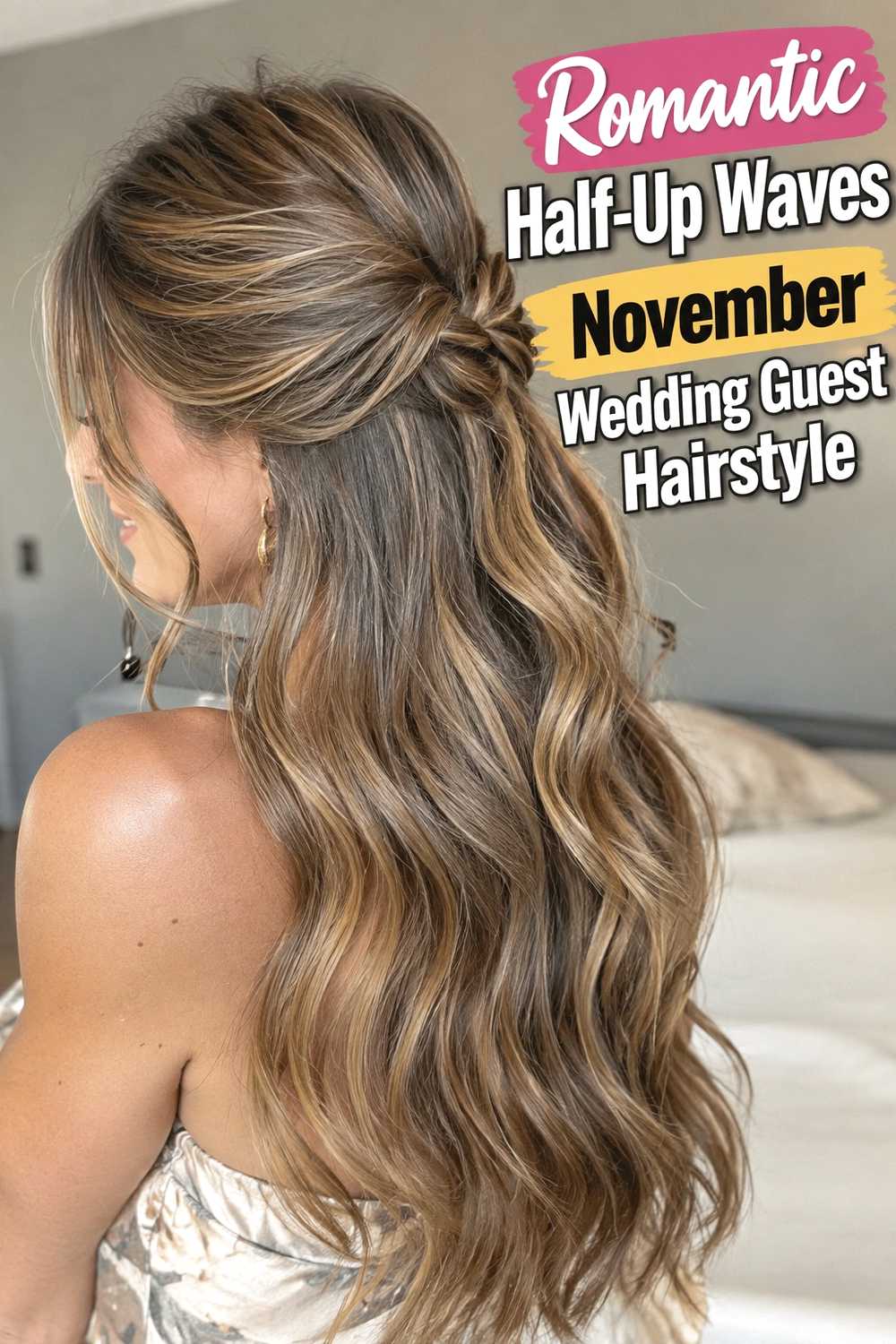 5. Romantic Half Up Waves November Wedding Guest Hairstyle