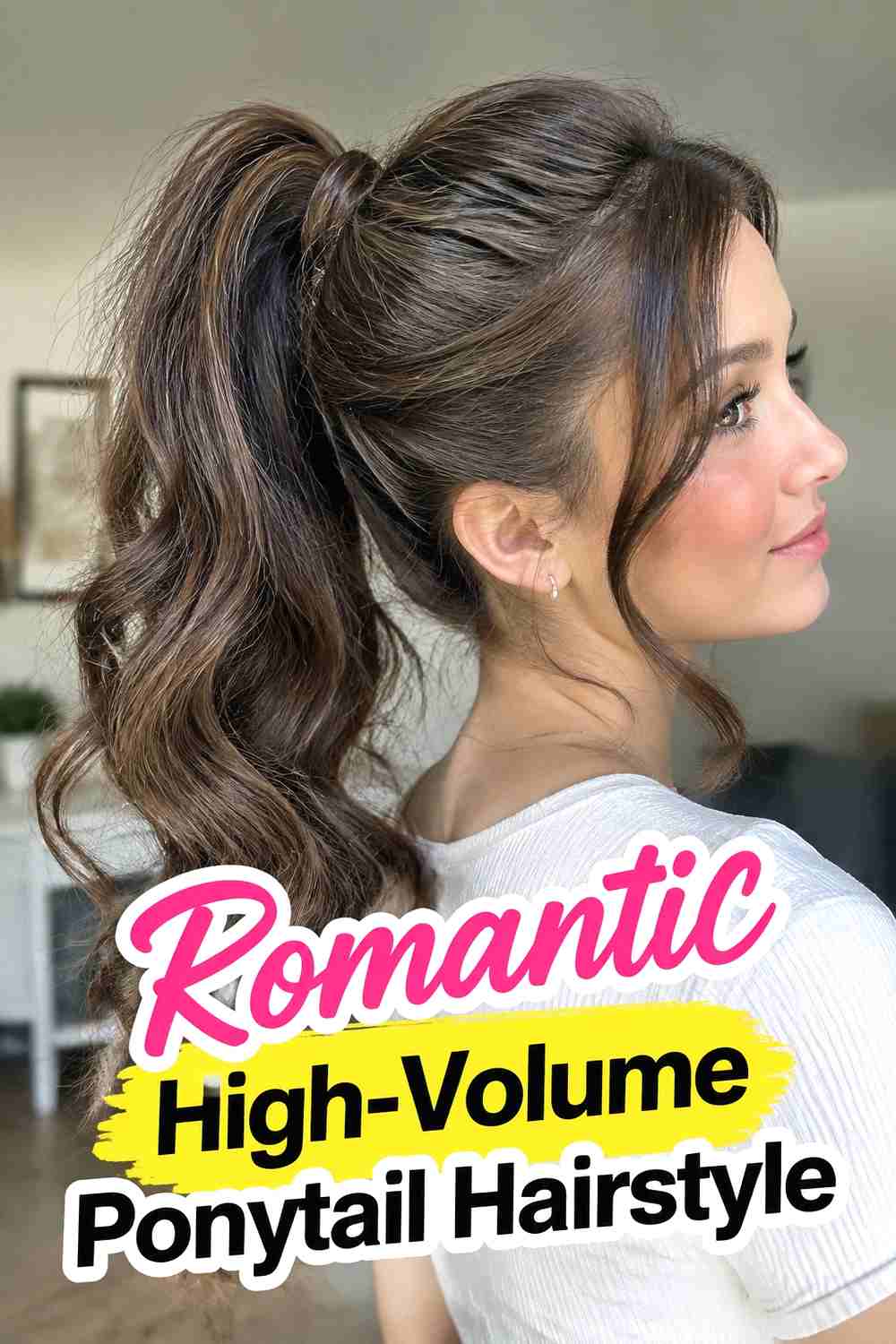 15. Romantic High Volume Ponytail Hairstyle