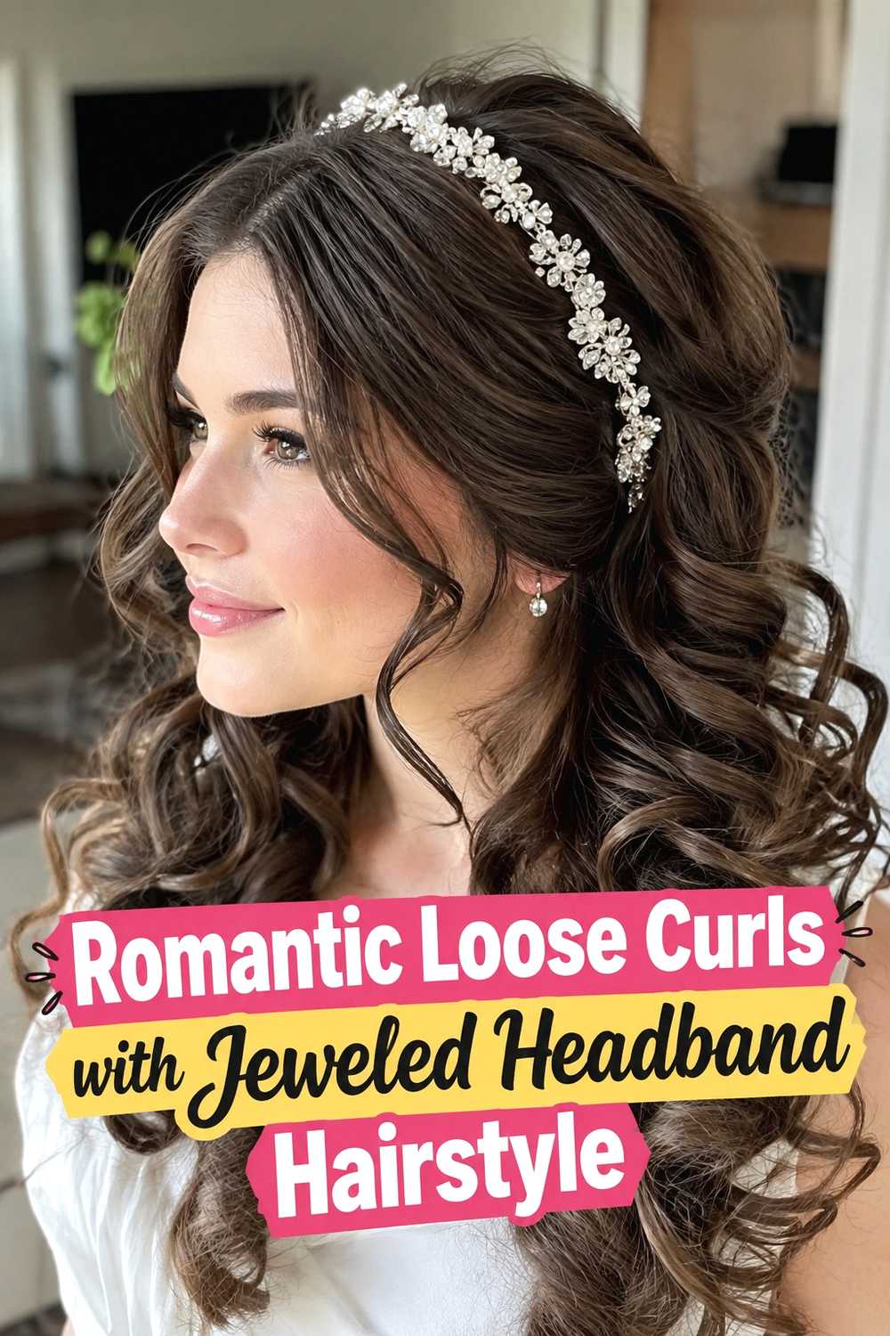 5. Romantic Loose Curls With Jeweled Headband Hairstyle