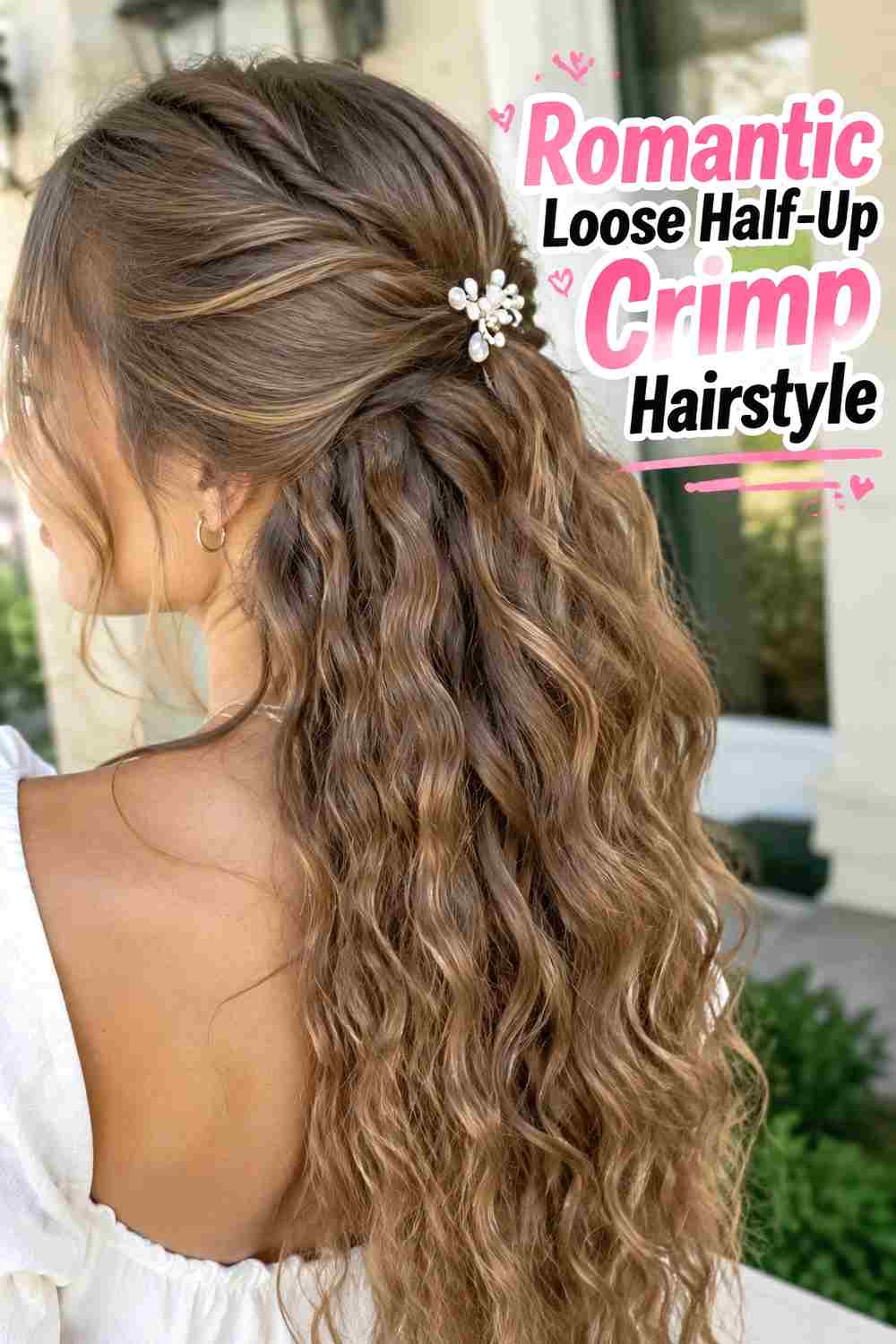 11. Romantic Loose Half Up Crimp Hairstyle