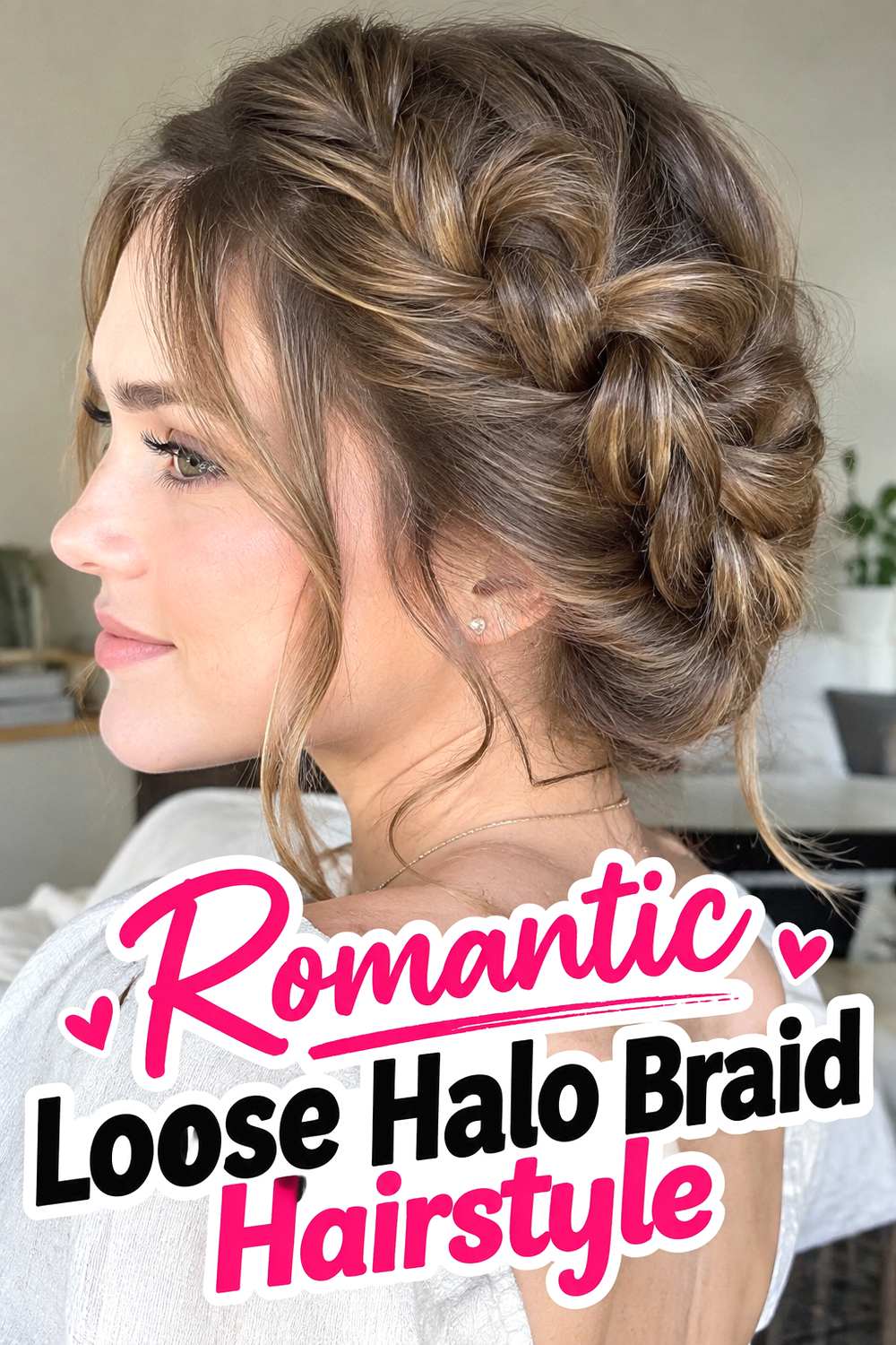 Romantic Loose Halo Braid Hairstyle