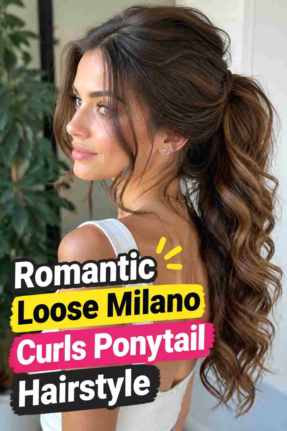 11. Romantic Loose Milano Curls Ponytail Hairstyle