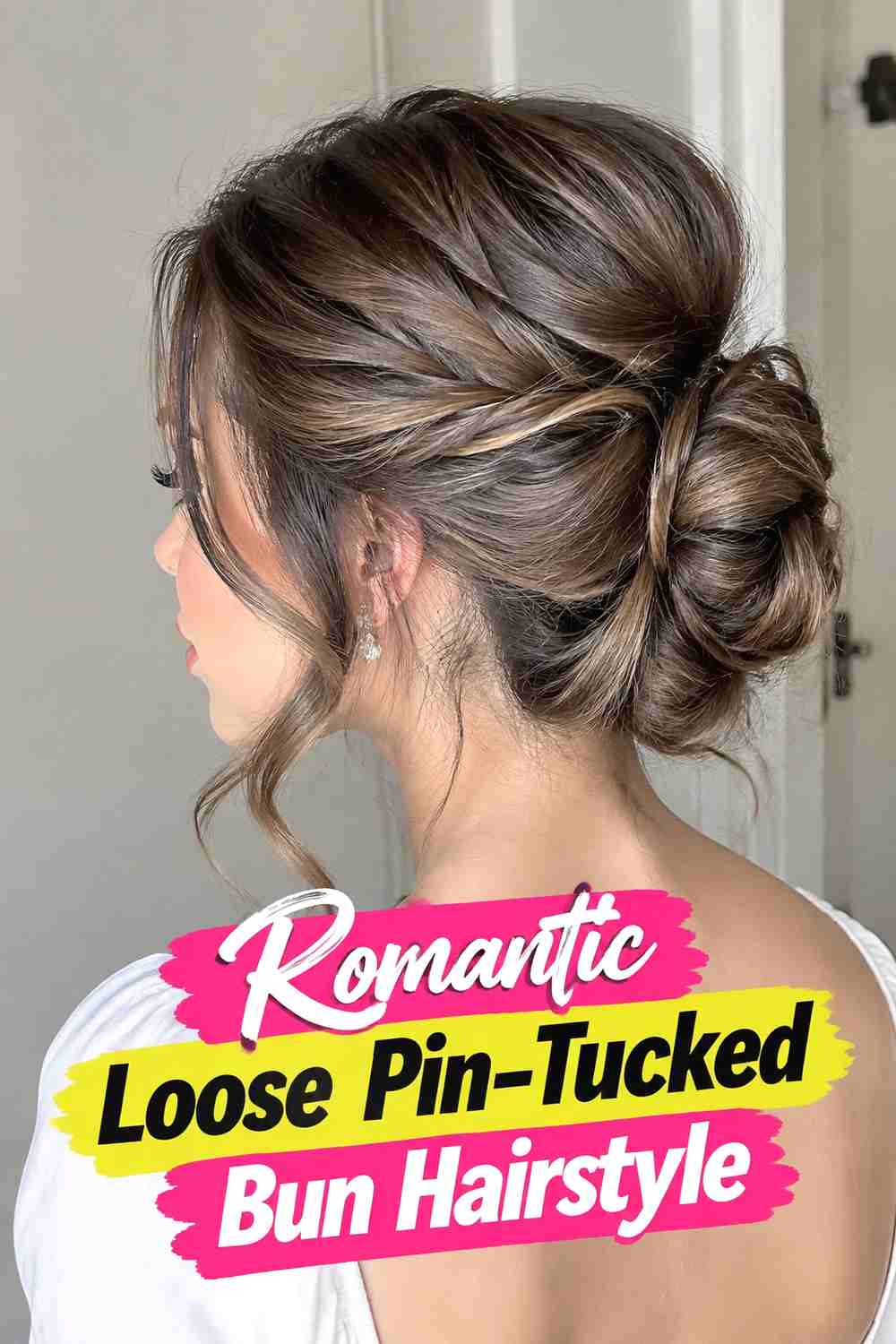 13. Romantic Loose Pin Tucked Bun Hairstyle