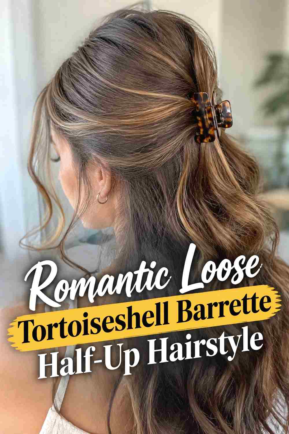 17. Romantic Loose Tortoiseshell Barrette Half Up Hairstyle