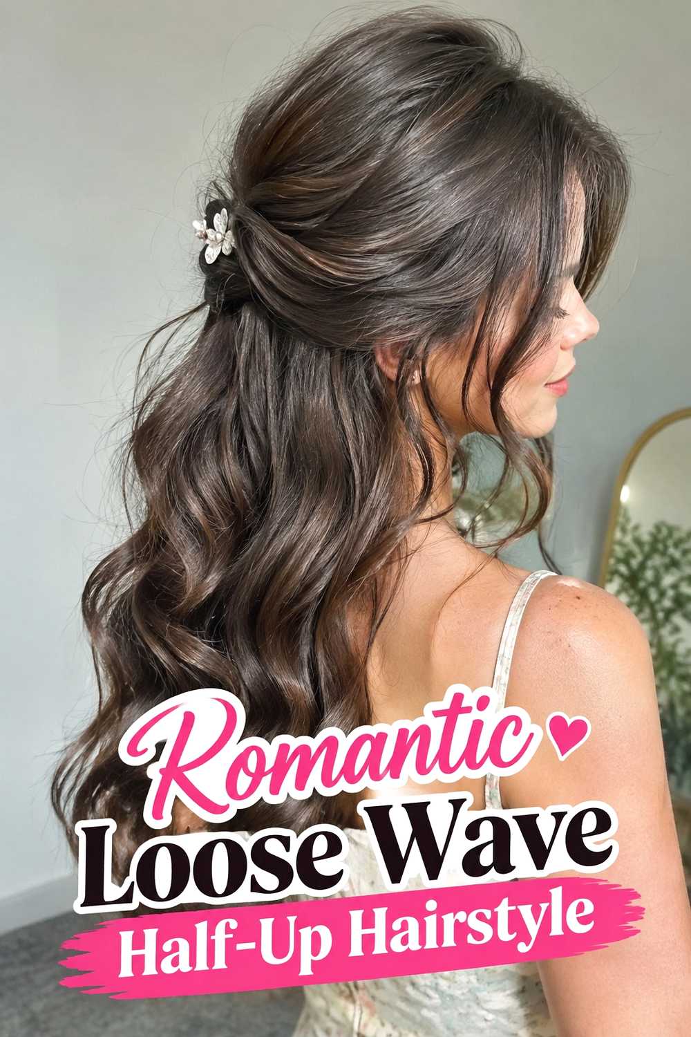 13. Romantic Loose Wave Half Up Hairstyle