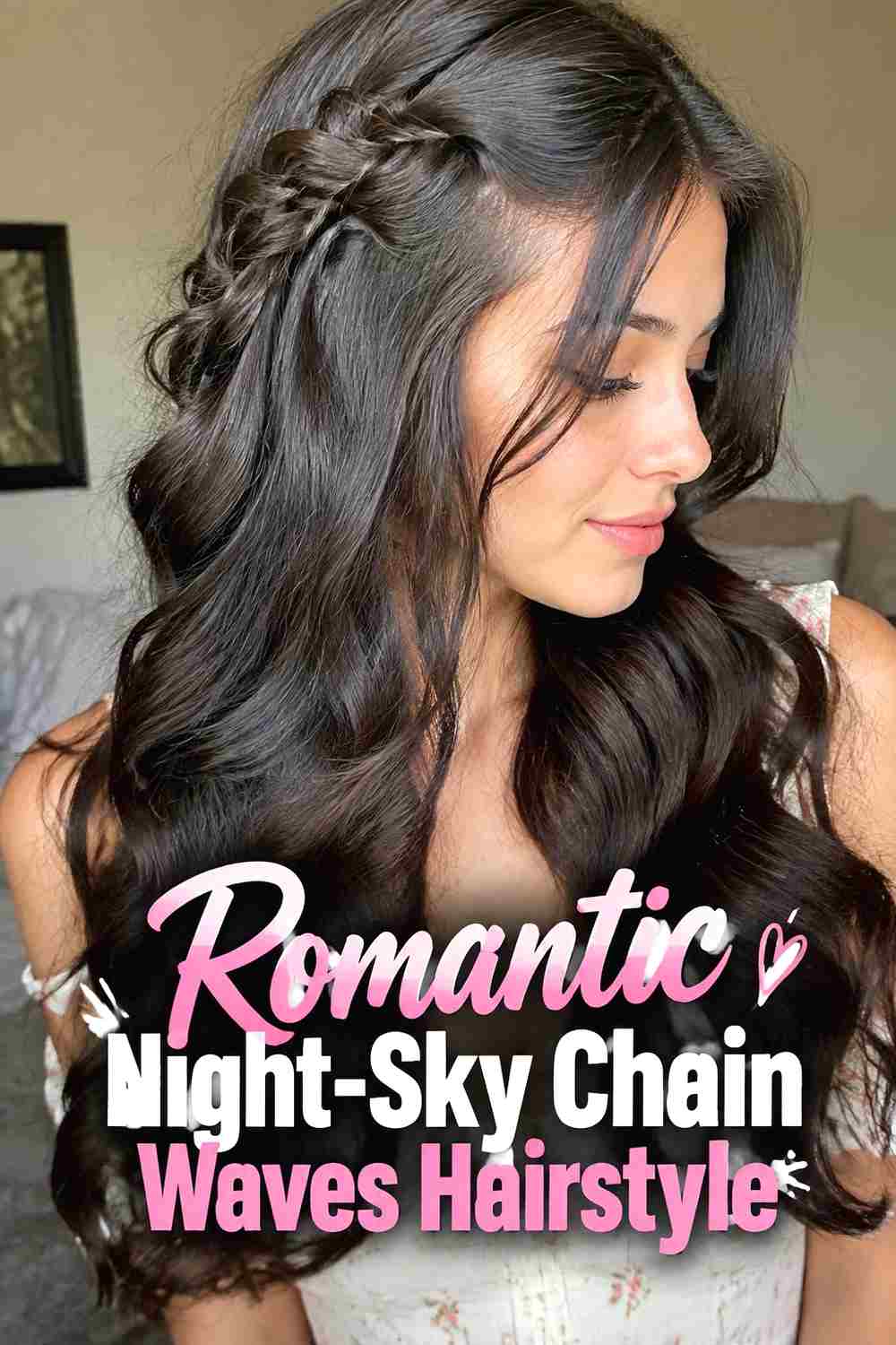 13. Romantic Night Sky Chain Waves Hairstyle