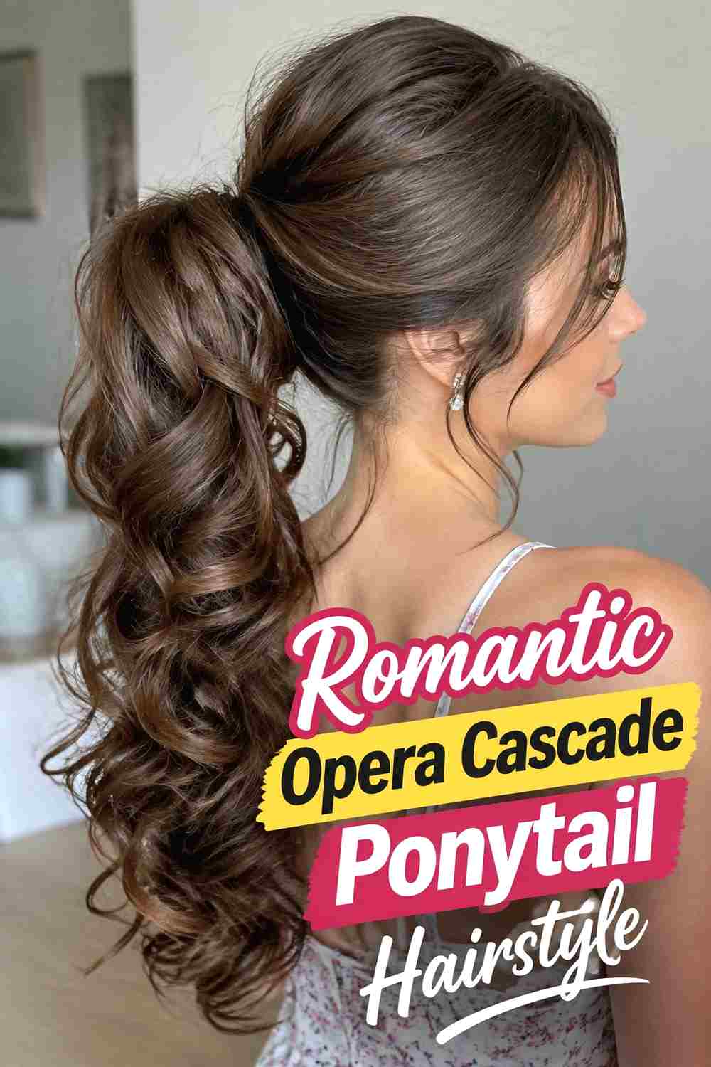 16. Romantic Opera Cascade Ponytail Hairstyle