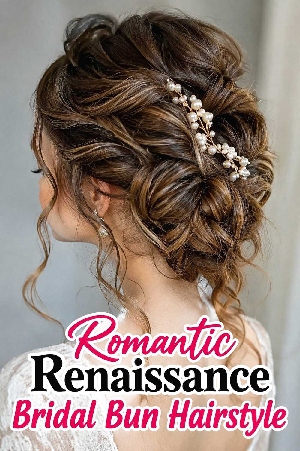18. Romantic Renaissance Bridal Bun Hairstyle