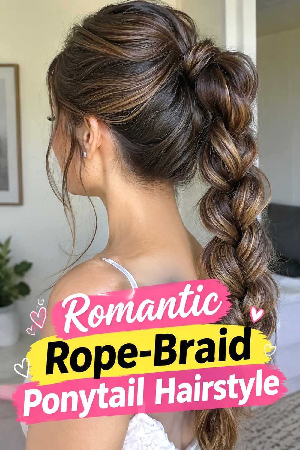 10. Romantic Rope Braid Ponytail Hairstyle