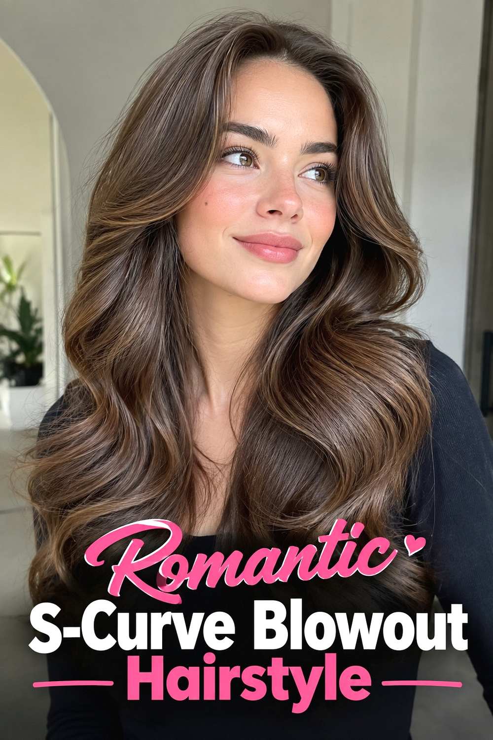 17. Romantic S Curve Blowout Hairstyle