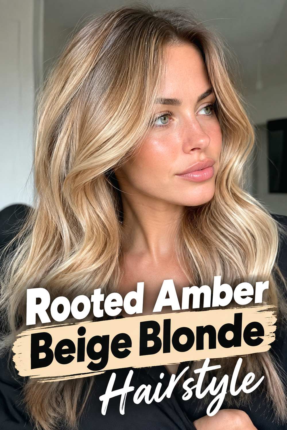 Rooted Amber Beige Blonde Hairstyle