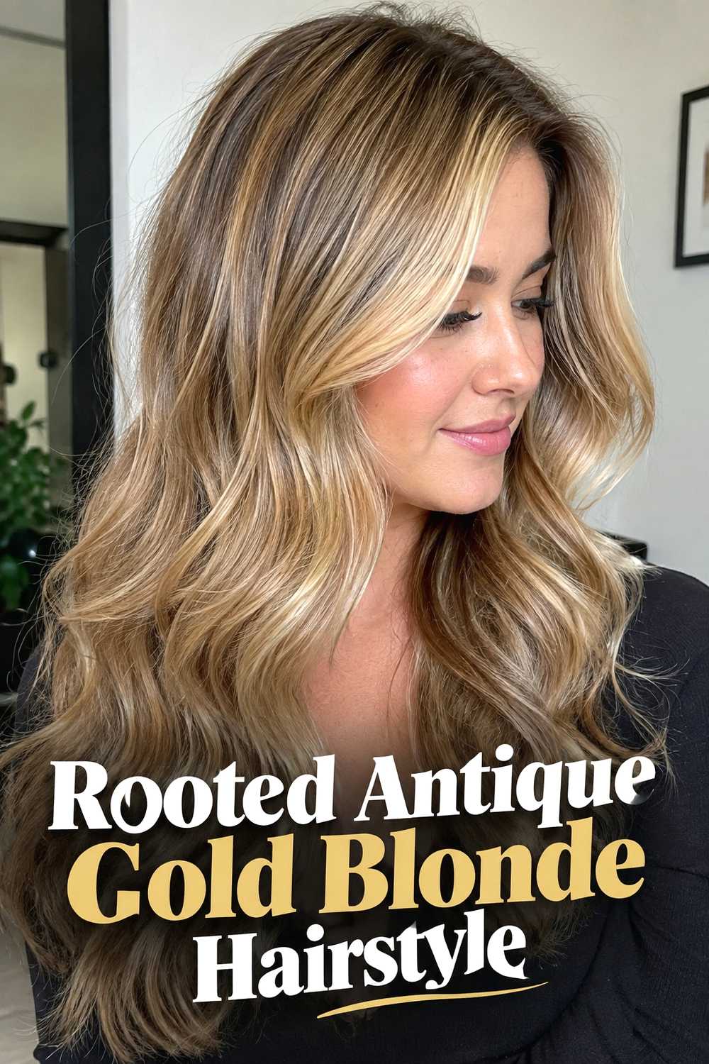 7. Rooted Antique Gold Blonde Hairstyle
