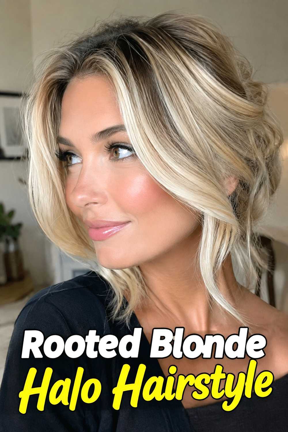 15. Rooted Blonde Halo Hairstyle