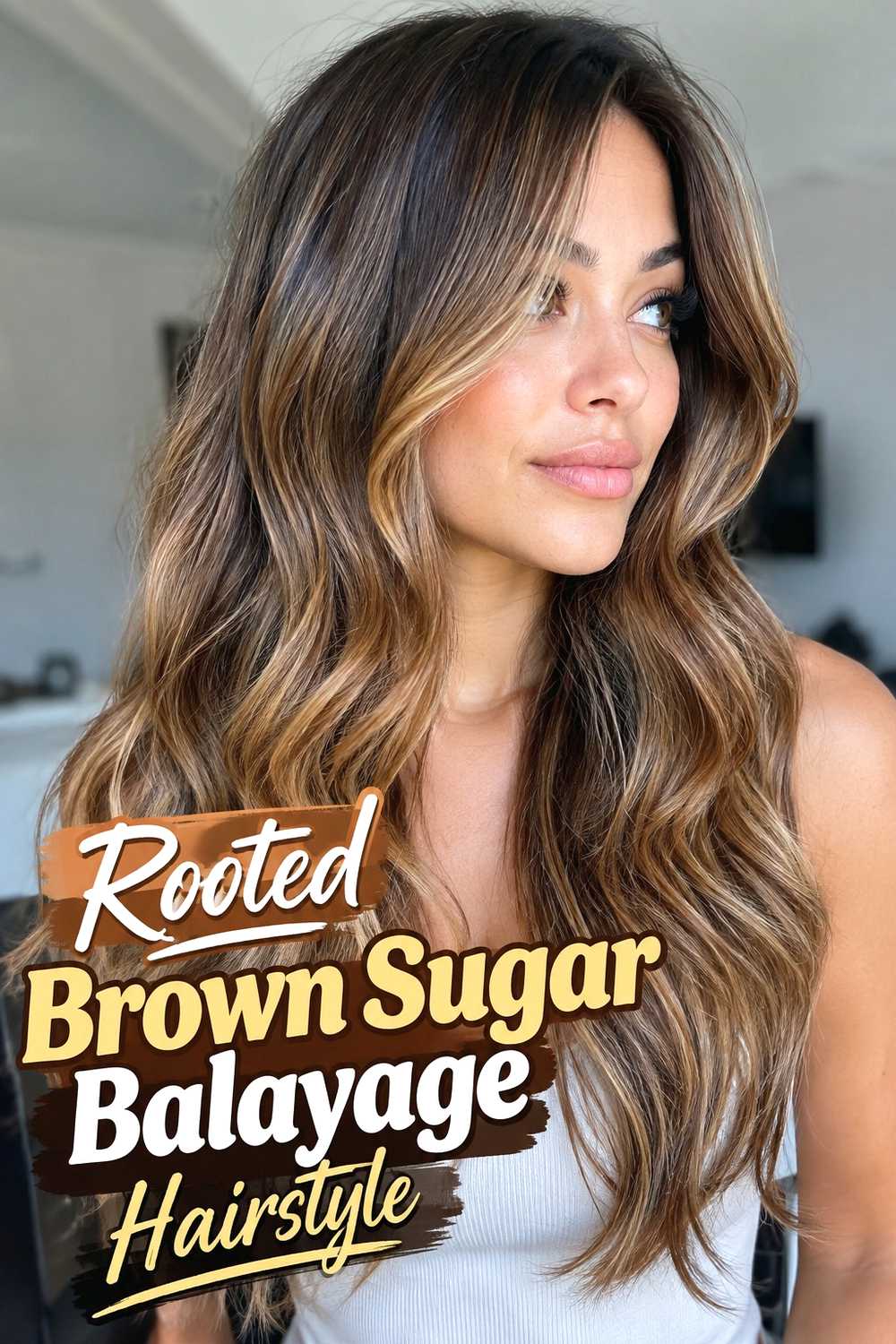 12. Rooted Brown Sugar Balayage Hairstyle