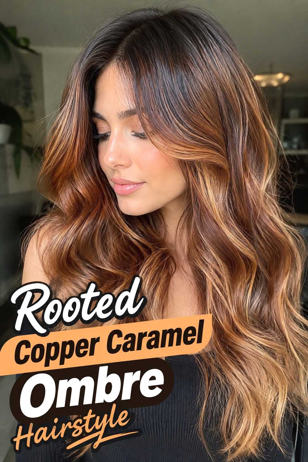 9. Rooted Copper Caramel Ombre Hairstyle