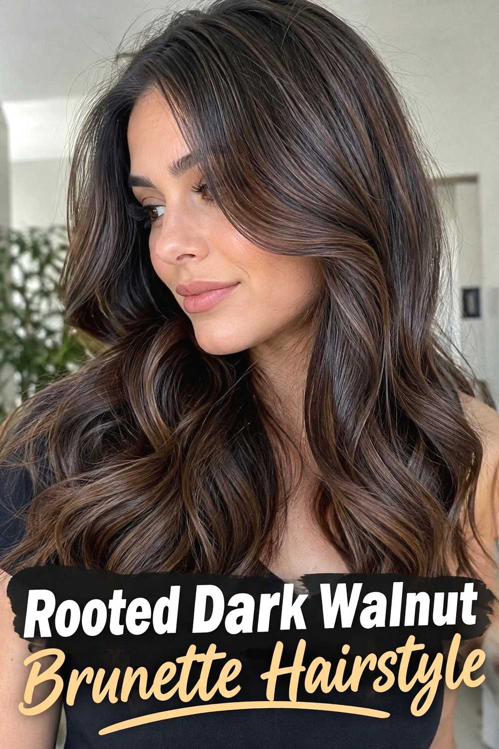 9. Rooted Dark Walnut Brunette Hairstyle
