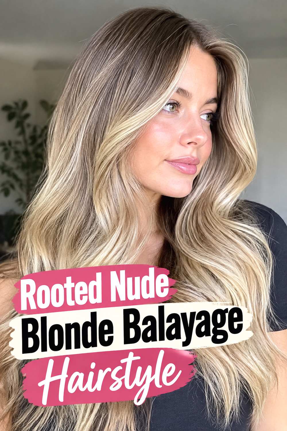 Rooted Nude Blonde Balayage Hairstyle
