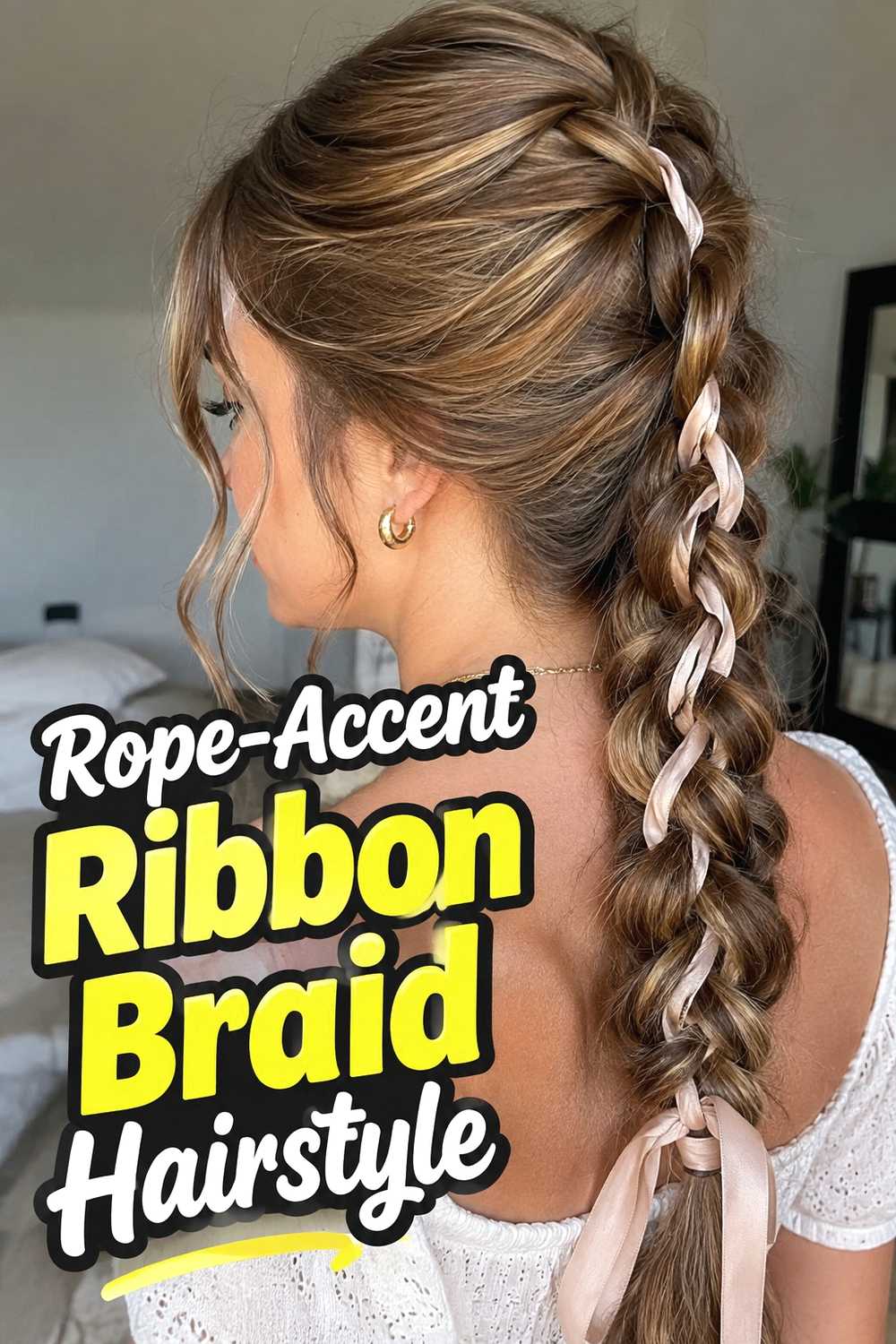 7. Rope Accent Ribbon Braid Hairstyle