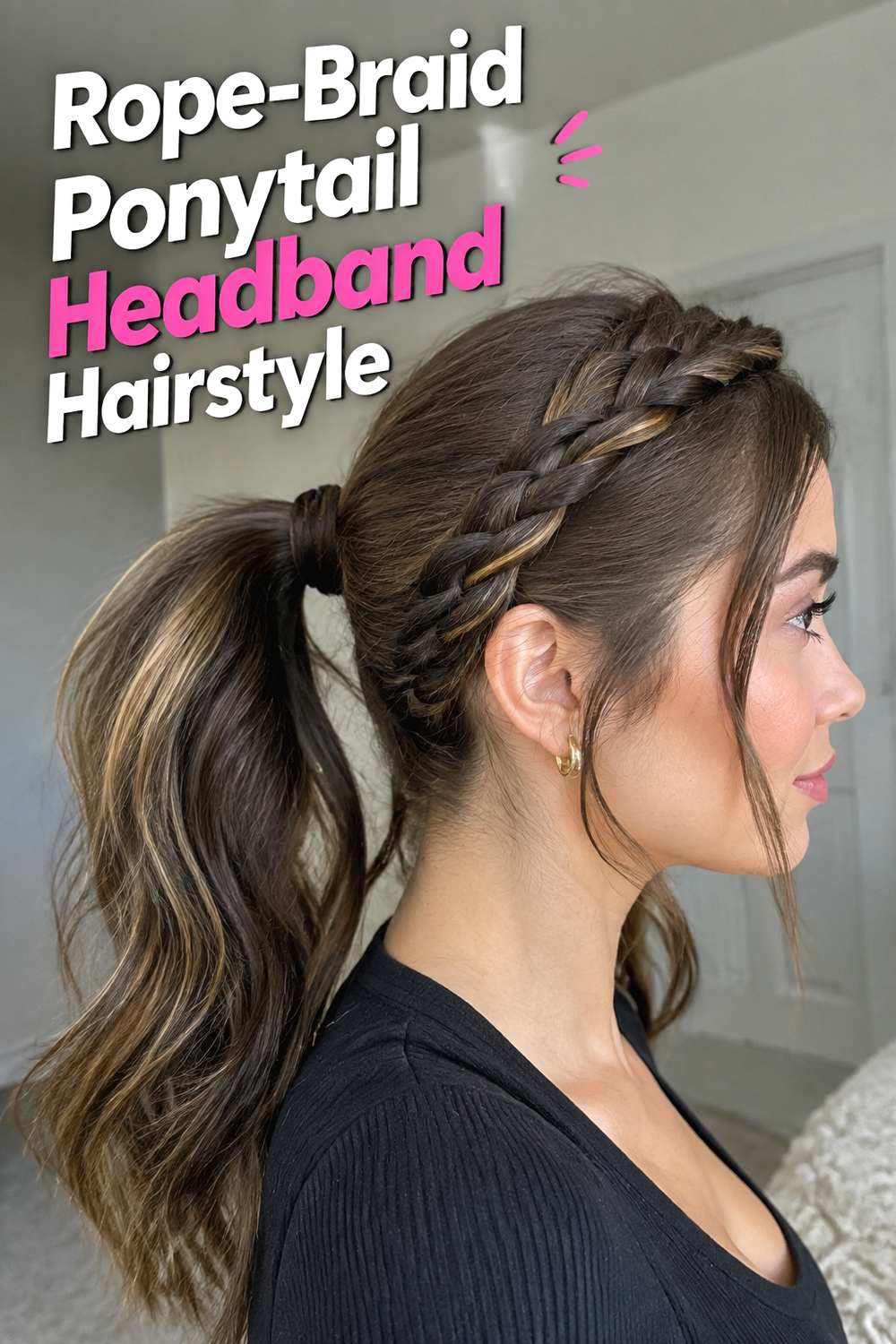 Rope-Braid Ponytail Headband Hairstyle