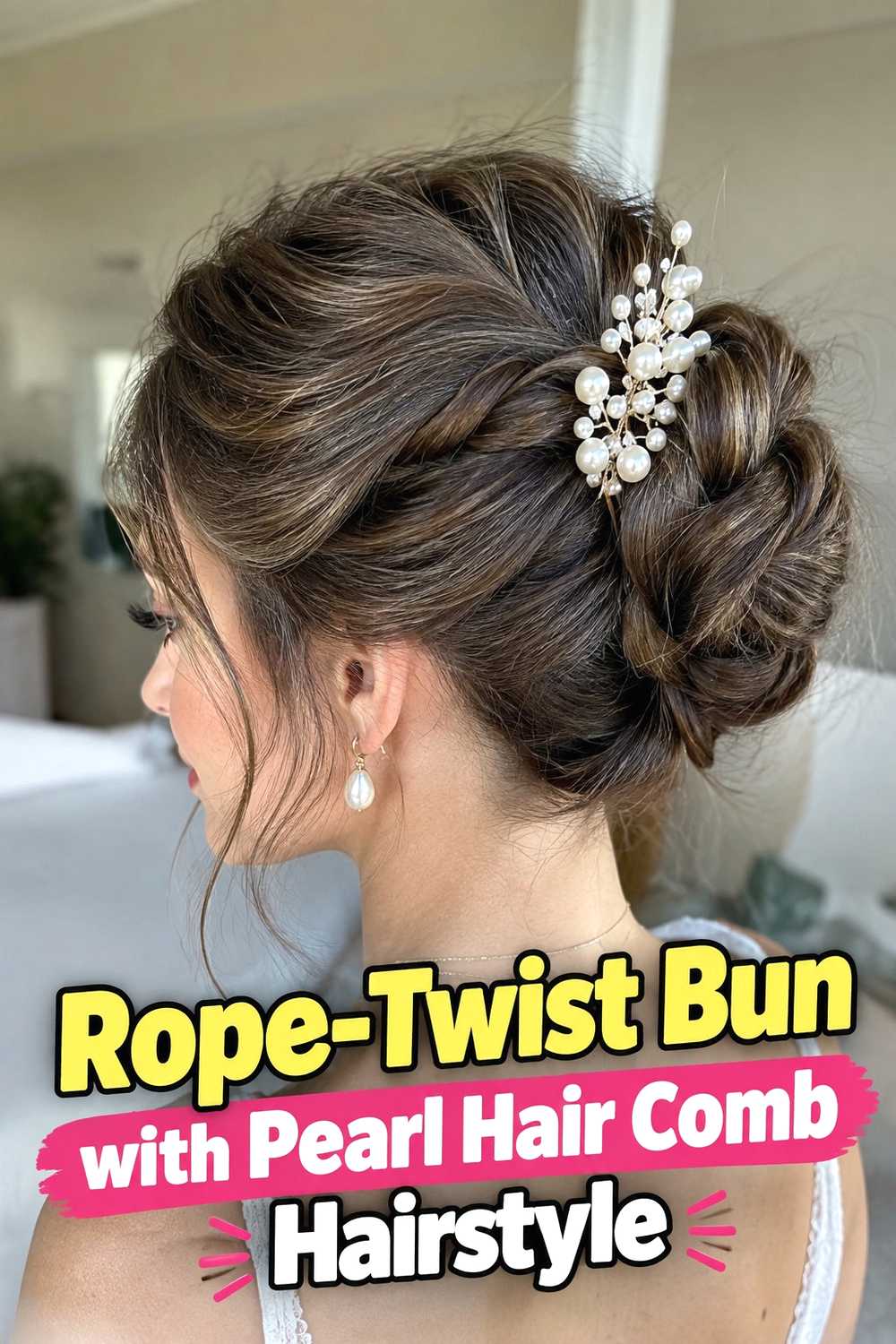 15. Rope Twist Bun With Pearl Hair Comb Hairstyle