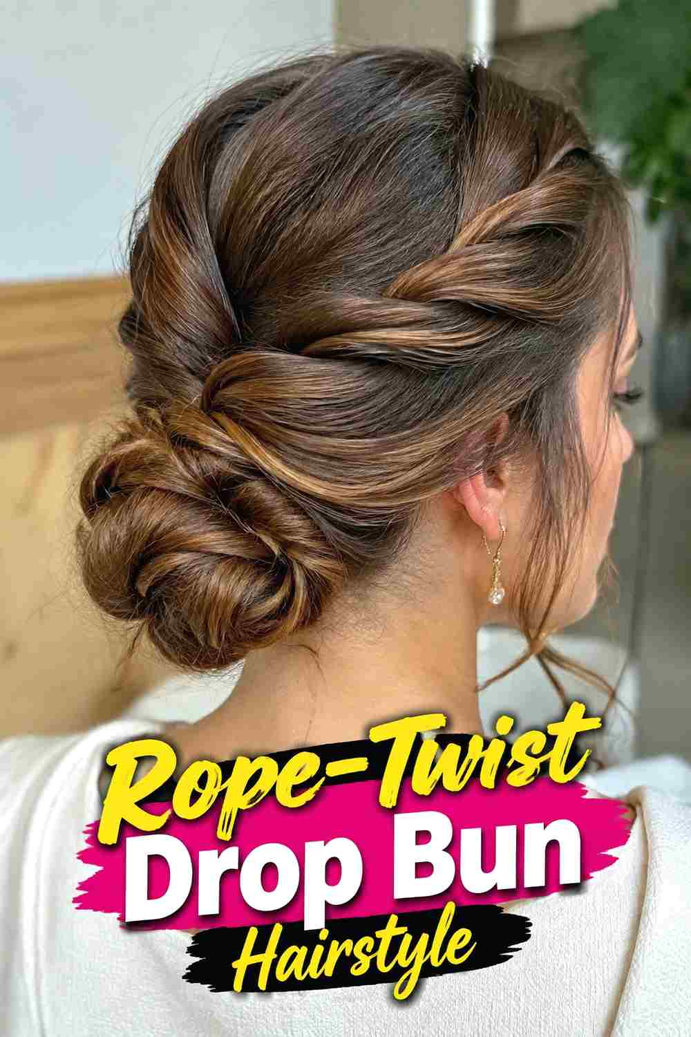 12. Rope Twist Drop Bun Hairstyle