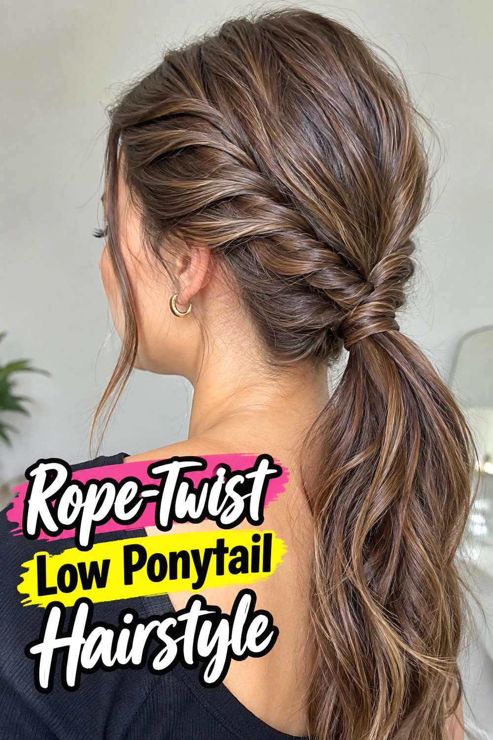 Rope-Twist Low Ponytail Hairstyle