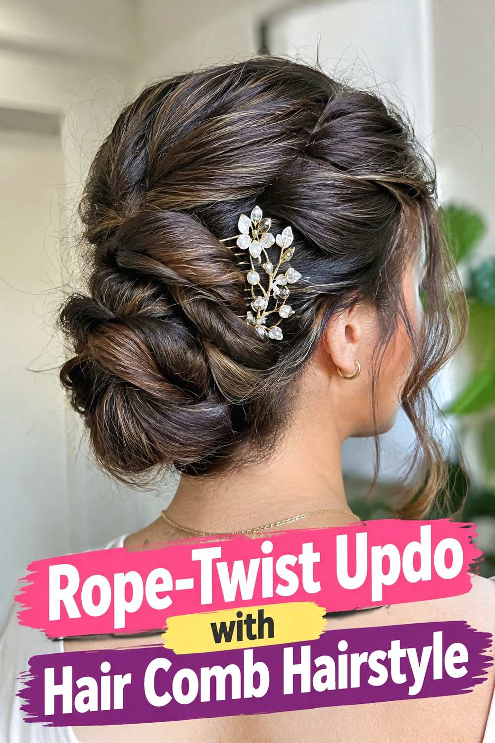 14. Rope Twist Updo With Hair Comb Hairstyle
