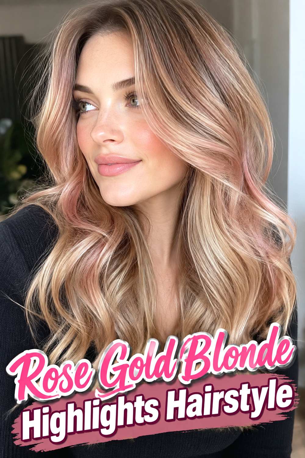 11. Rose Gold Blonde Highlights Hairstyle