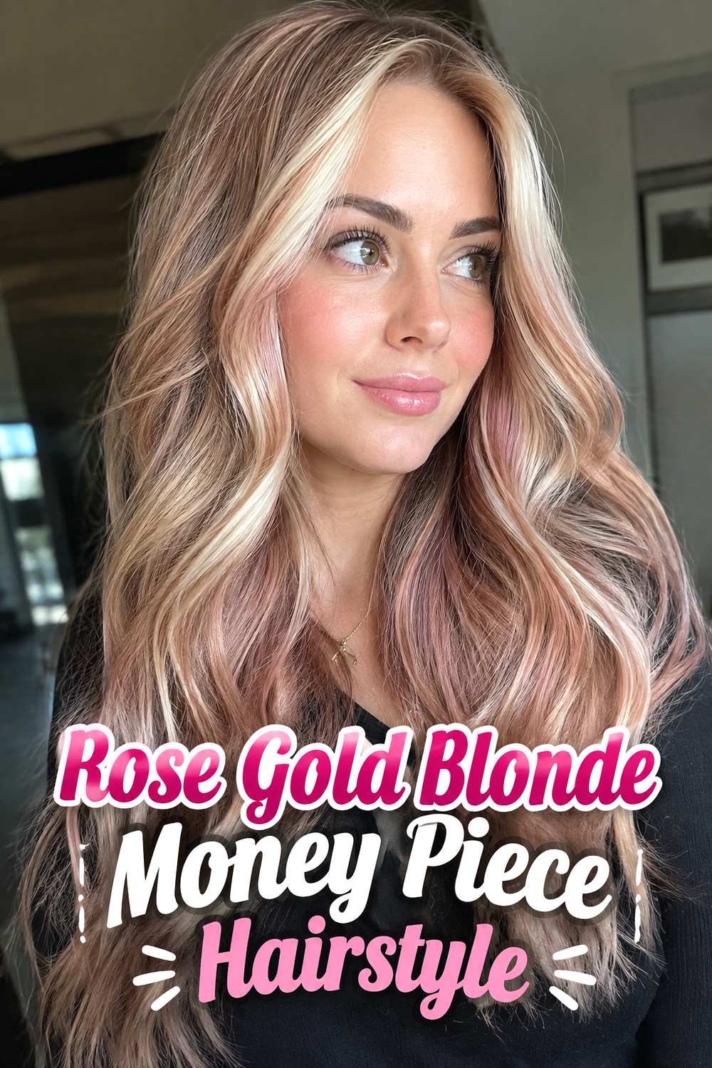 5. Rose Gold Blonde Money Piece Hairstyle