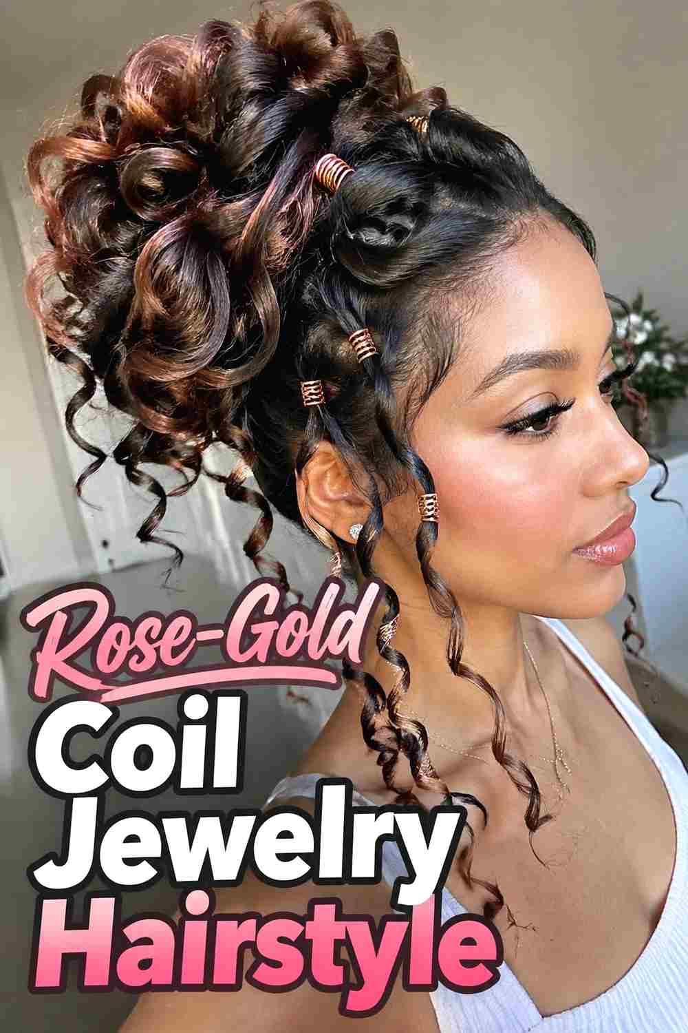 13. Rose Gold Coil Jewelry Hairstyle
