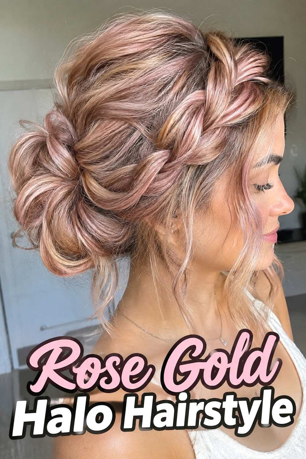 6. Rose Gold Halo Hairstyle