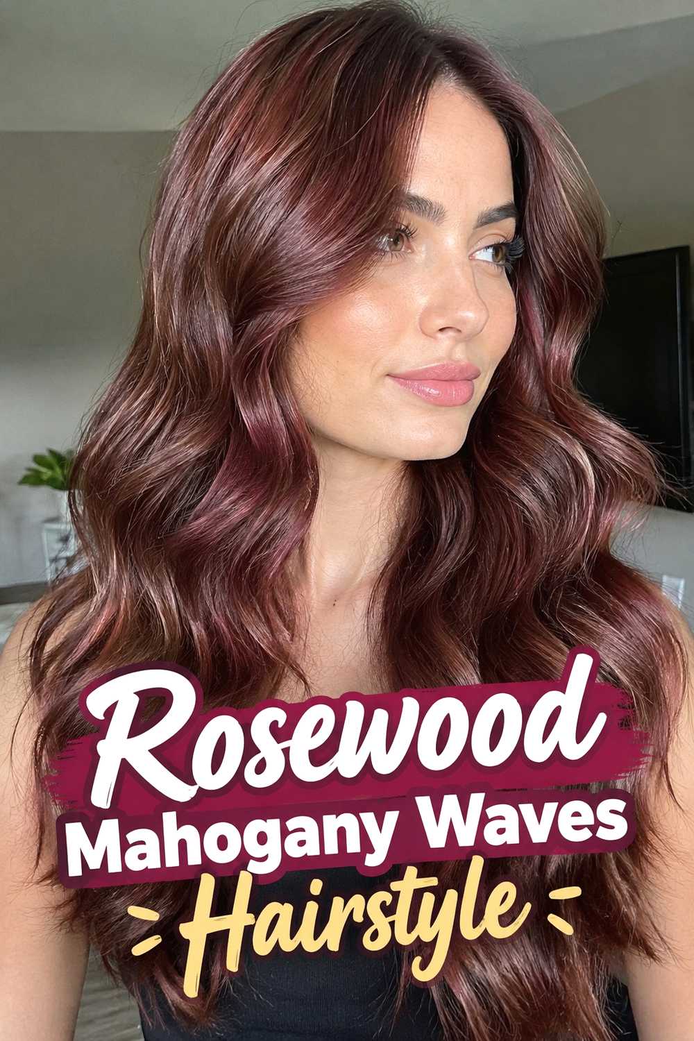 18. Rosewood Mahogany Waves Hairstyle