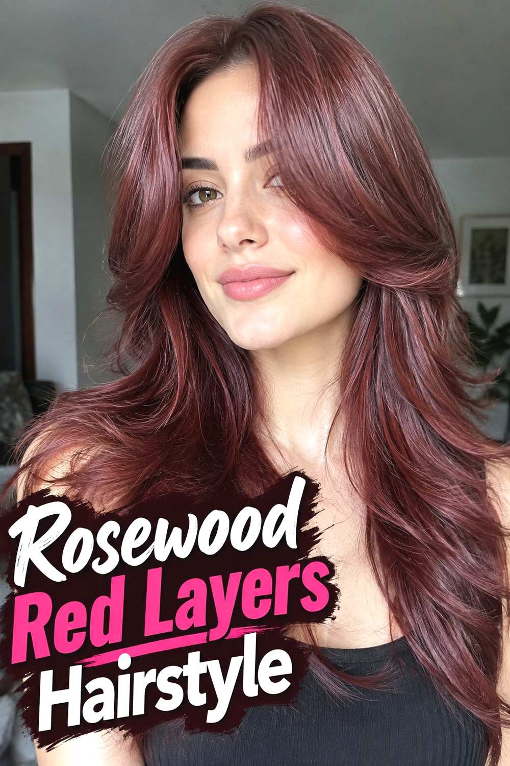 Rosewood Red Layers Hairstyle