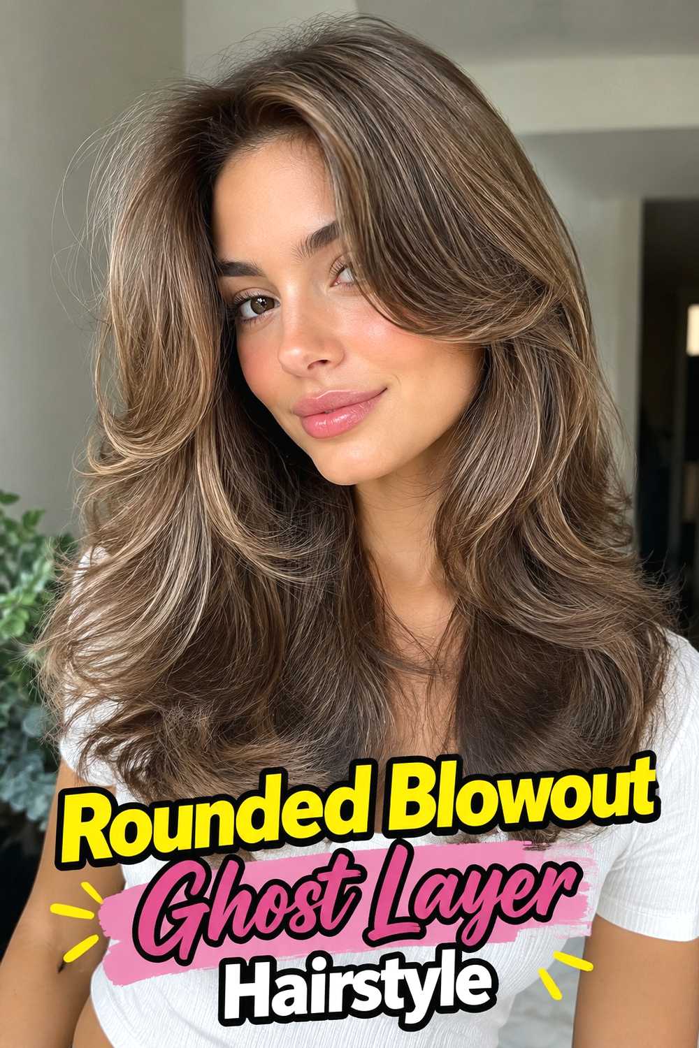 15. Rounded Blowout Ghost Layer Hairstyle