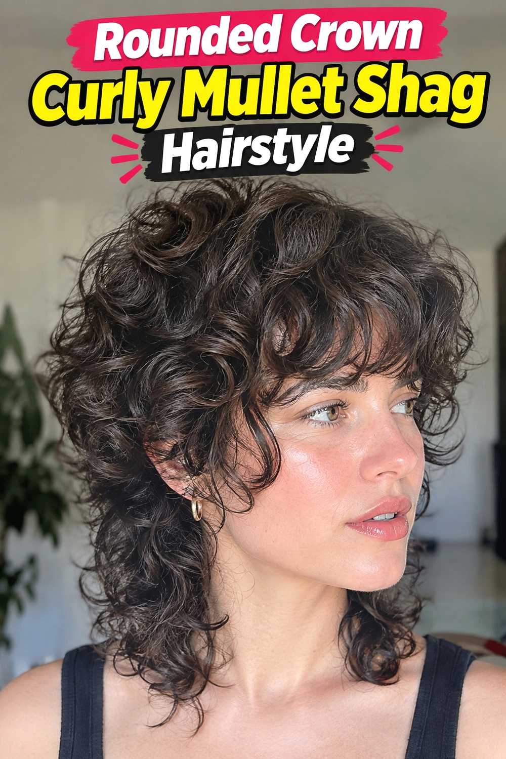 3. Rounded Crown Curly Mullet Shag Hairstyle