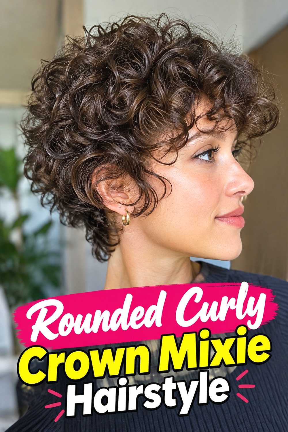 13. Rounded Curly Crown Mixie Hairstyle