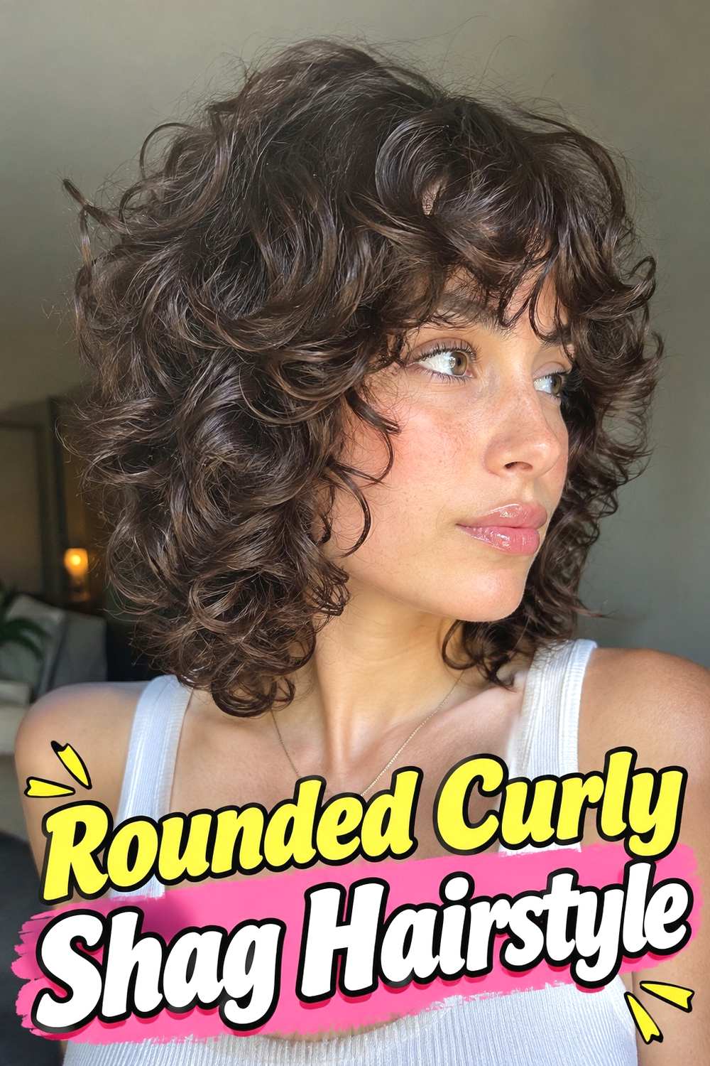 6. Rounded Curly Shag Hairstyle