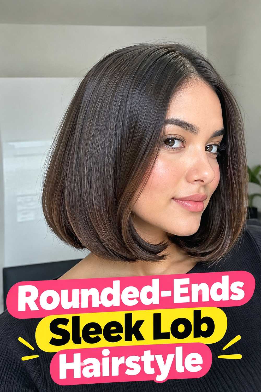 6. Rounded Ends Sleek Lob Hairstyle