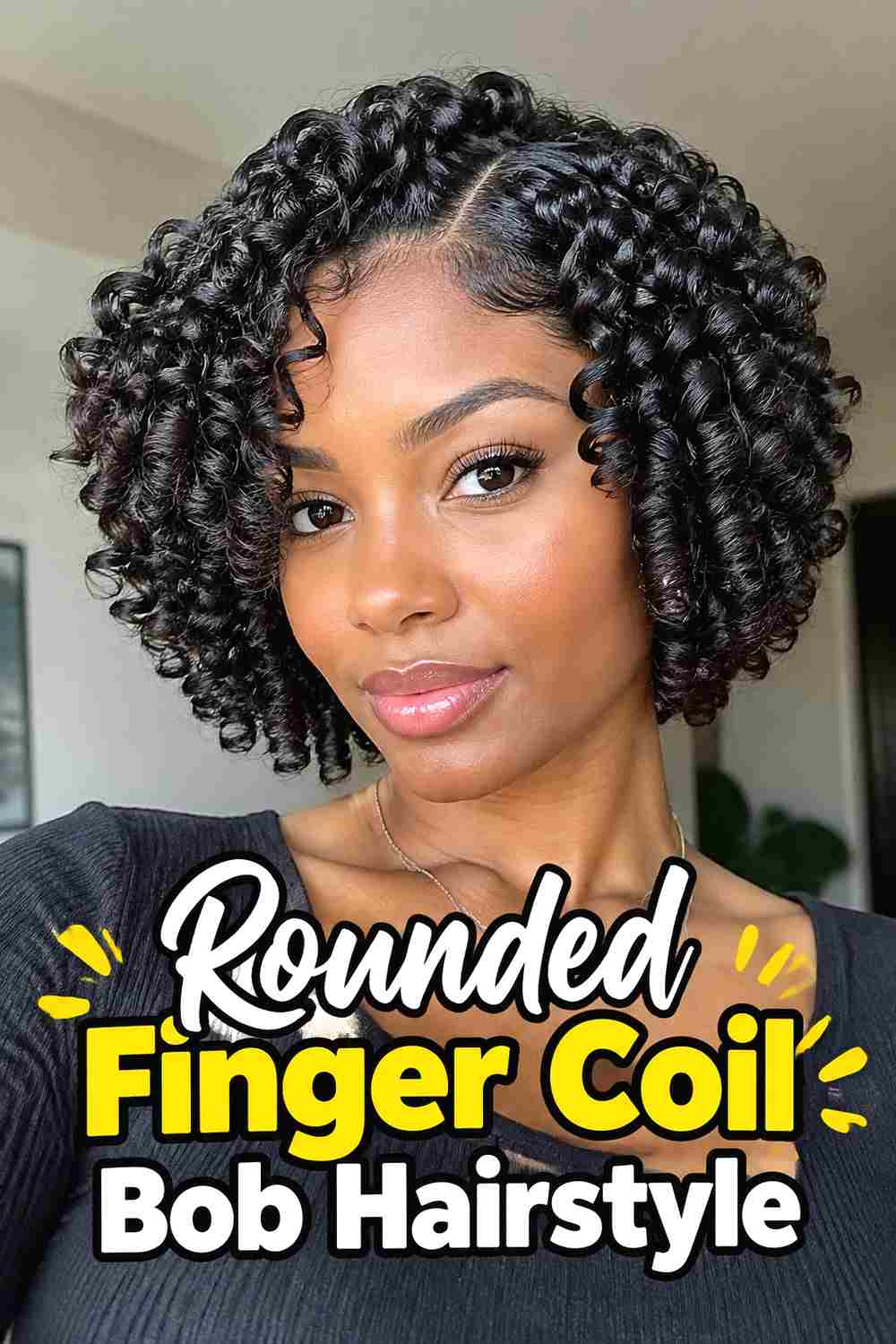 1. Rounded Finger Coil Bob Hairstyle