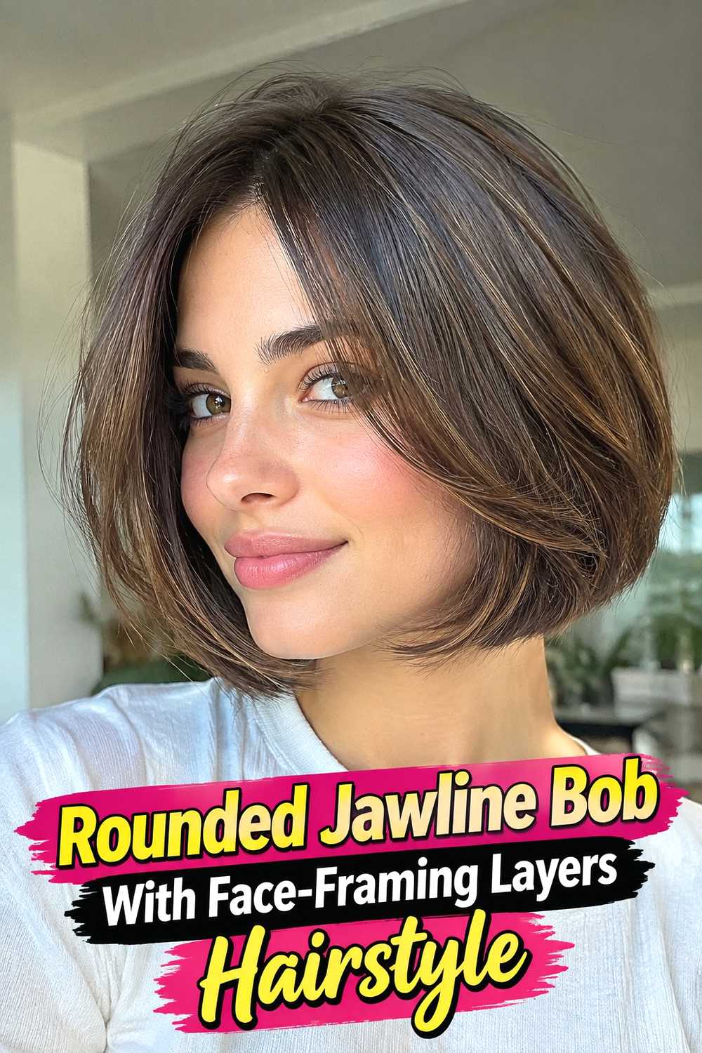 10. Rounded Jawline Bob With Face Framing Layers Hairstyle