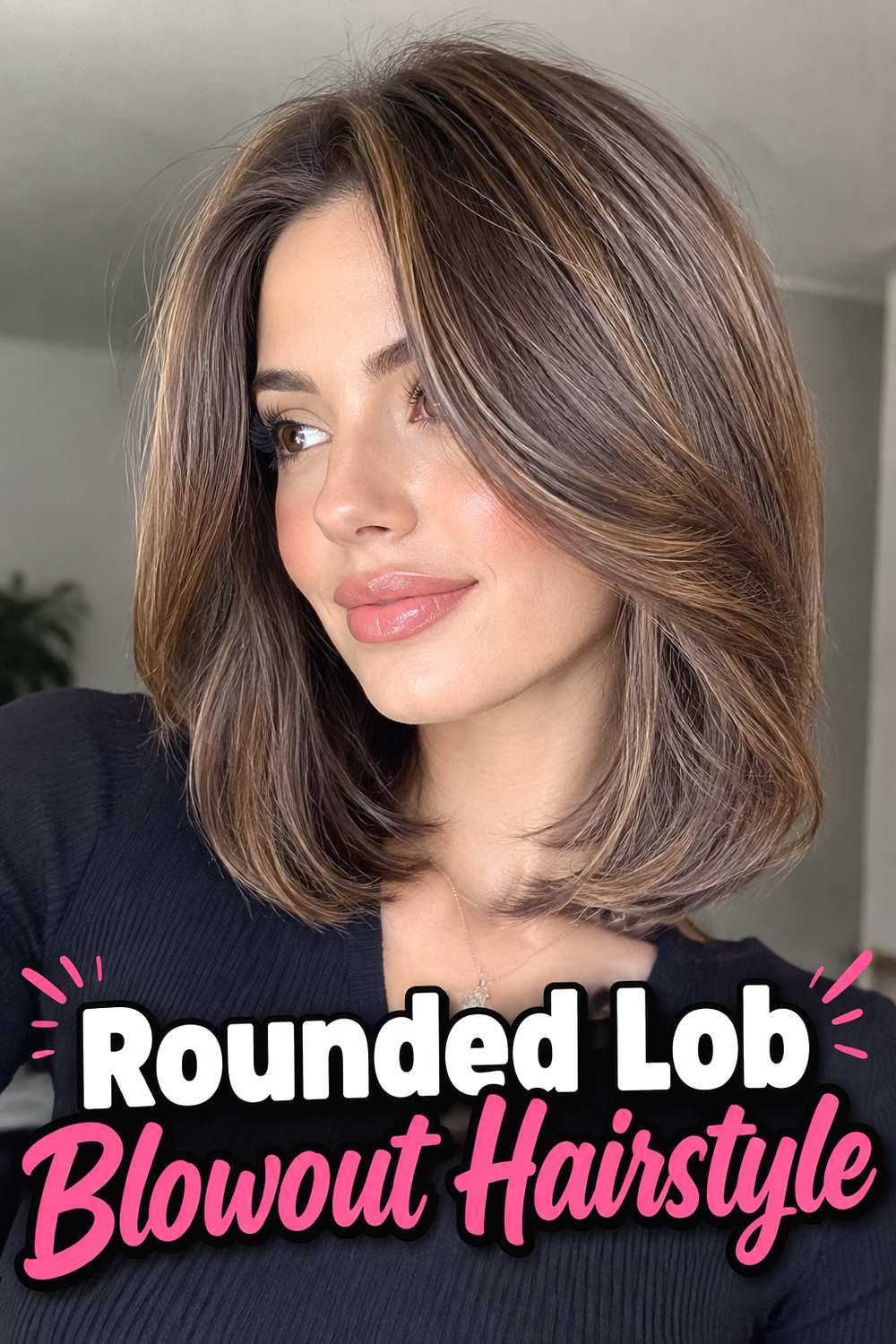 Rounded Lob Blowout Hairstyle