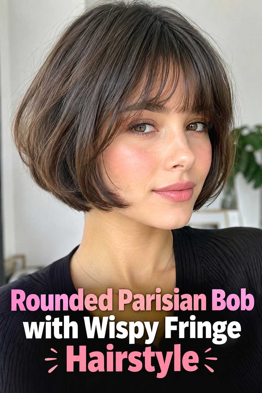 9. Rounded Parisian Bob With Wispy Fringe Hairstyle