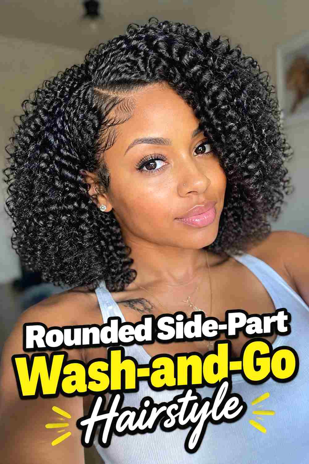 5. Rounded Side Part Wash And Go Hairstyle