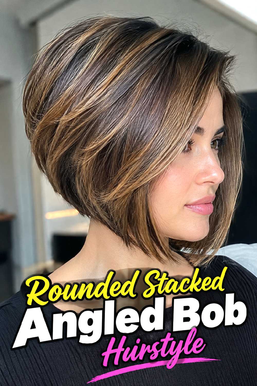 Rounded Stacked Angled Bob Hairstyle